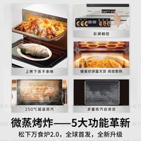松下(Panasonic)【国家补贴】万食炉微波炉家用智能微蒸烤炸一体机平板式多功能烤箱空气炸台嵌两用一级能效 米白【红外定温+复合微蒸烤炸】DS285