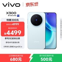 vivo X300 12GB+512GB 自在蓝 蔡司2亿超级主摄 蔡司APO超级长焦 5年持久流畅OriginOS 6 拍照 AI手机