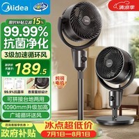 美的（Midea）空气循环扇 电风扇大风量家用立式升级加高落地扇卧室宿舍轻音抗菌桌面小型台式风扇 GAI24KL