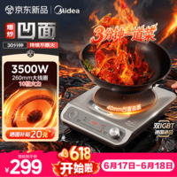 美的(Midea)凹面电磁炉2026新款京东自营家用 3500w大功率爆炒不断火 A级微晶防水面板凹型电池炉新型电磁灶 【26年凹灶新品】3500w大火力