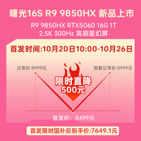 机械师曙光16S【R9 9850HX RTX5060】设计AI编程办公电竞游戏本大学生笔记本电脑 300Hz 2.5K屏 16G 1T灰