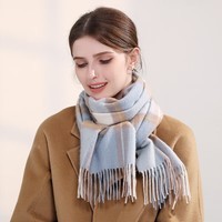 达芬奇密码羊毛围巾女士春秋款英伦格子围脖保暖披肩女生礼物 24# 180*30cm