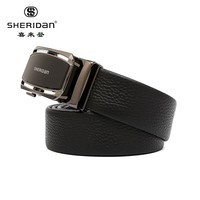喜来登（SHERIDAN）男士皮带 头层牛皮 商务休闲皮带中年青年休闲腰带 NL190352S 黑色