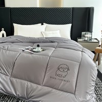 归途亲肤舒适A类羊毛填充亲肤棉羊毛被被子 羊毛被-方格款灰色 150*200cm 4斤