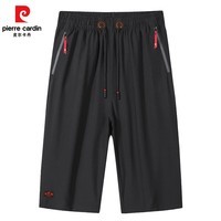 皮尔卡丹七分裤男士夏季宽松直筒休闲短裤外穿运动大裤衩子男装 黑色【七分裤】 2XL