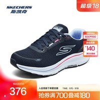 斯凯奇（Skechers）夏季新品女款运动跑步鞋轻质减震舒适复古时尚大底潮流个性 海军蓝色/蓝色/NVBL 35