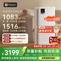 树新风空气净化器除甲醛猫毛TVOC异味除菌除花粉过敏认证家用大空间全效净化器T3