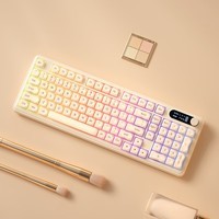 B.O.W粉底液三模无线蓝牙键盘鼠标套装有线98键高颜值外设轻音女生游戏办公电脑台式iPad笔记本通用键鼠 粉底液丨三模键盘【RGB灯效】98键-无线蓝牙有线