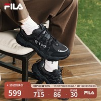 FILA 斐乐官方男鞋猫爪6老爹鞋复古运动鞋子2025夏新款黑色休闲鞋男 黑/影黑灰-BD 41