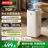 京东京造【净化加湿一体】空气净化器家用净化无雾加湿 除甲醛烟味颗粒物异味浮毛过敏源空宝已接入米家APP
