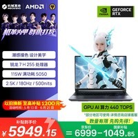 机械革命【国家补贴】蛟龙16Pro 潮玩版 16英寸游戏电竞笔记本电脑(R7 H255 16G 512G RTX5050 180Hz灰)