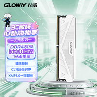 光威(Gloway)16GB DDR4 3200 台式机内存条 天策 马甲条 精选颗粒 CL18 皓月白 AI电脑配件升级