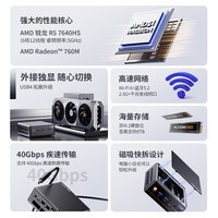 磐镭(PELADN) mini主机 高性能游戏办公Zen4架构4nm迷你主机台式机电脑整机(R5 7640HS 16G 1TB SSD)
