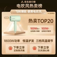 飞科博锐电吹风机家用大功率不伤发便携吹风筒三档冷热风学生宿舍用1800W 国家政府补贴翡翠绿PH1628