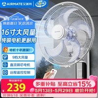 艾美特（AIRMATE）电风扇家用商用壁扇壁挂式风扇摇头转页扇食堂餐厅宿舍风扇大风量墙壁风扇 RD12
