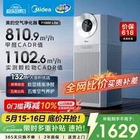 美的（Midea）【超大净化量】价保618甲醛数显空气净化器鼻炎家用除烟味异味过敏原宠物吸猫毛净化机T1000 Lite