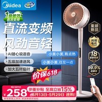 美的(Midea)【变频轻音】空气循环扇家用语音遥控电风扇 一级能效轻音落地扇 卧室桌面大风力小风扇 GDJ24SHG