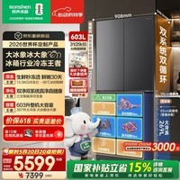 容声【价保618】大冰象603L十字门冰箱双系统超薄嵌入式一级能效风冷无霜 国家补贴世界杯定制 BCD-603Q50CZLBD-KS51 星耀灰