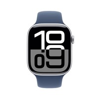Apple/苹果 Watch Series 10 智能手表GPS款46毫米银色铝金属表壳丹宁色运动型硅胶表带M/L MX223CH/B