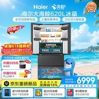 海尔【大海鲸系列】620L法式多门电冰箱全空间保鲜超薄零嵌双系统主动除菌BCD-620WGHFD1BRBU1国家补贴