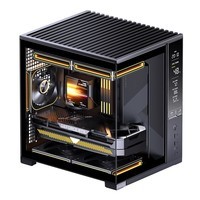 乔思伯(JONSBO)D34 黑色 MATX海景房机箱(280冷排/ATX电源/Type-c Gen2 10Gbps+/垂直风道/数码监控屏/背插)