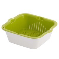 茶花洗菜篮沥水篮滤水筛双层两用果蔬沥水筛滤水筐水果盘大中号可选 绿色 大号1160