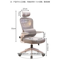 卓博电脑椅家用学习椅升降椅工学坐椅腰靠椅子转椅BT22灰色带头枕