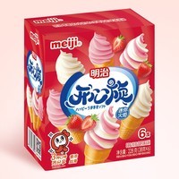 明治草莓味、牛奶味、草莓牛奶味迷你雪糕筒38g*6个 冰淇淋 彩盒装