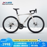 喜德盛公路自行车2025款AD300油碟UCI车架2x10速中空一体牙盘桶轴破风车 白蛇 510mm（适合身高170-180cm）