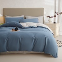 兰芮（Lanrui） 床上四件套纯棉60支新疆长绒棉亲肤裸睡全棉套件 蓝韵雾纱(A类磨毛款） 1.5/1.8m床 床单款 （被套200*230cm）