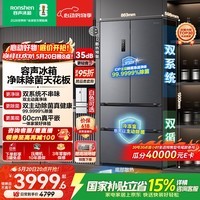 容声方糖515L法式四开门冰箱双系统双循环超薄零嵌入式一级能效风冷无霜灰BCD-515P60FZMAD国家补贴