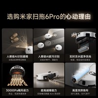 米家扫地机器人6pro上下水版 滚筒活水强力扫拖 AI 识污智能清洁 家用扫拖一体自动清洗 全自动 智能洗