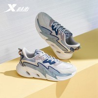 特步(XTEP)ZW【门店同款】女鞋闪电运动鞋春秋季百搭休闲鞋轻便潮流鞋子女 浅麻灰/浅灰蓝 35