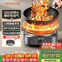 九阳（Joyoung）电磁炉凹面电磁炉电磁灶电陶炉家用2200W大功率猛火多功能电池炉深凹弧面凹灶N2202【赠专用铁锅】