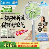 美的（Midea）【幸运草安睡2.0 Ultra】一键闪装/直流变频空气循环扇卧室静音家用语音遥控电风扇一级能效落地扇