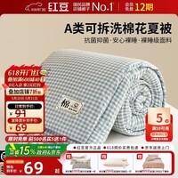 红豆A类抗菌棉花夏凉被子夏被空调被四季被夏季春秋被芯1.5*2米4斤蓝