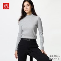 优衣库女装罗纹高领T恤/长袖小高领内搭25秋冬新款479588 03 灰色 XL /165/92A