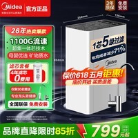 美的（Midea）净水器1100G流速家用厨下式净水机直净饮水接自来水厨下式前置过滤器小白超滤机一体芯MU1861A 【套购】大流量省芯净水器+滤芯