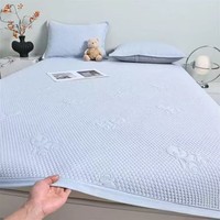 星寇夏凉冰豆豆卡通暴力熊凉席单件冰爽空调软席席子可机水洗凉感垫子 小熊冰蓝色 90cm*200cm冰豆豆凉席单件