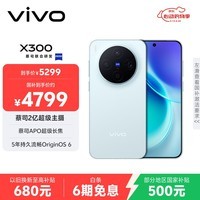 vivo X300 12GB+512GB 自在蓝 蔡司2亿超级主摄 蔡司APO超级长焦 5年持久流畅OriginOS 6 拍照 AI手机