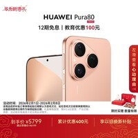 HUAWEI Pura 80 12GB+1TB 丝绒金 丝绒直屏 红枫原色影像 全新鸿蒙AI 鸿蒙系统华为手机