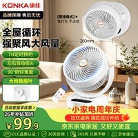 康佳（KONKA）空气循环扇家用风扇遥控办公室台式桌面电风扇厨房换气扇摇头壁挂电扇交流定频小风扇KXHS-1511E-P