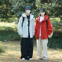 猫人(MiiOW)户外防风风水 | 纯色冲锋外套2024新款 | 登山情侣工装外套 红色 4XL