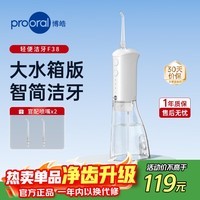 博皓(prooral)电动冲牙器便携式洗牙冲水器家用冲洗器牙齿清洁器水牙线牙垢去除工具口腔清洗器正畸 立式手持 【升级款】象牙白
