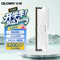 光威(Gloway)16GB DDR4 3200 台式机内存条 天策 马甲条 精选颗粒 CL18 皓月白 AI电脑配件升级