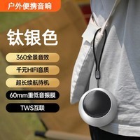 艾勒丝汀【户外蓝牙音响】便携式低音炮金属露营旅行自行车骑行运动无线Mini音箱柏林之声长续航音乐播放器 【钛银色】360°全景音效丨便携迷你 双重低音炮丨大音量丨超长续航