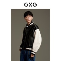 GXG男装 pu棒球服夹克外套 秋季新款GEX12113553 黑色 S