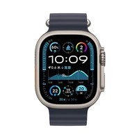 Apple/苹果 Watch Ultra 2 智能手表GPS+蜂窝款49 毫米原色钛金属表壳海军蓝色海洋表带MXDA3CH/B