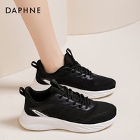 达芙妮厚底黑色休闲鞋女2026新款春夏网面增高鞋厚底休闲运动鞋QJ1 黑色 35