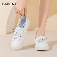 达芙妮小白鞋女鞋2025新款春秋平底增高鞋子休闲运动百搭板鞋QJ1 白蓝色 35
